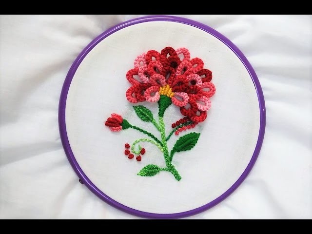 Hand Embroidery - Flower with Cast-on Knotted Stitch