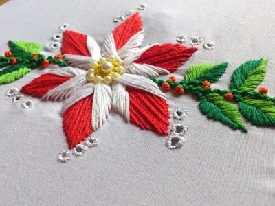 Hand embroidery . Hand embroidery flower design .Beautiful satin stitch with cut work.