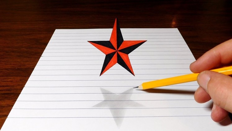 How to Draw a Floating Star - 3D Trick Art Optical Illusion