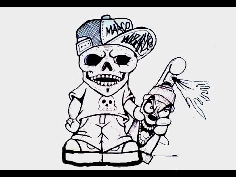 How to draw graffiti skull character - Como dibujar una Calavera de ...