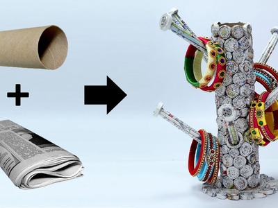 How to Make Bangle Stand with Newspaper | Best out of Waste Ideas | By CraftingHours
