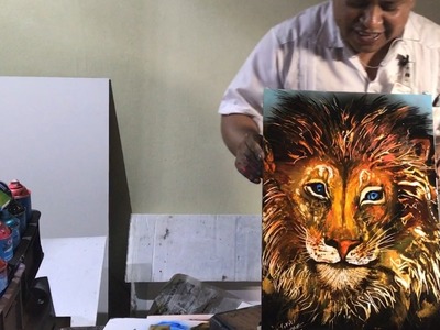 Lion spray paint art