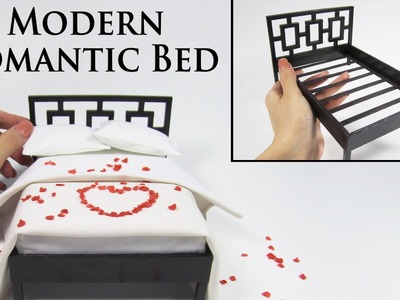 Mini Modern Bed Tutorial (with rose petals and bedding)