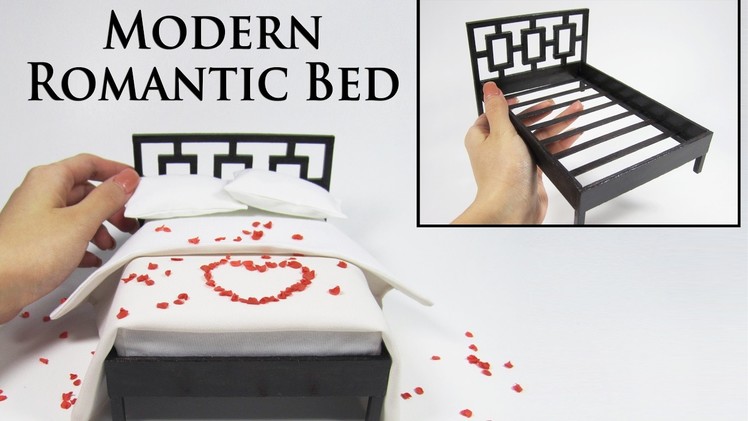 Mini Modern Bed Tutorial (with rose petals and bedding)
