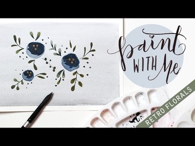 PAINT WITH ME: Retro Vintage Flower Watercolour Tutorial (Easy Painting For Beginners)