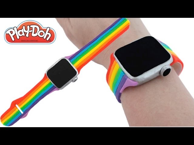 Play Doh How to Make a Play-Doh Smart Watch with a Rainbow Color Strap DIY RainbowLearning