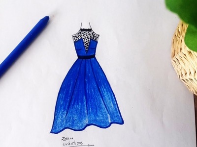 Blue  Dress drawing