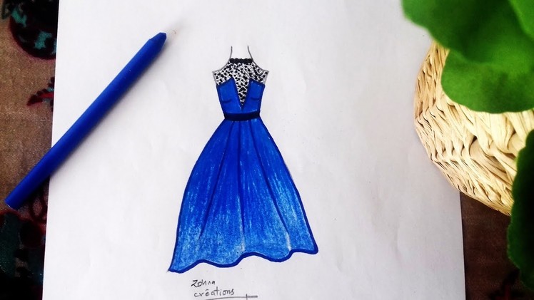 Blue  Dress drawing