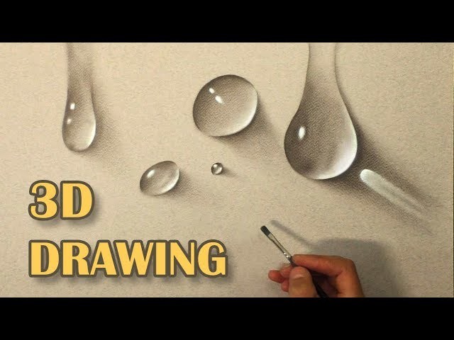 Drawing of water drops. Life Like DRAWING. How To Paint hyperrealistic 3D