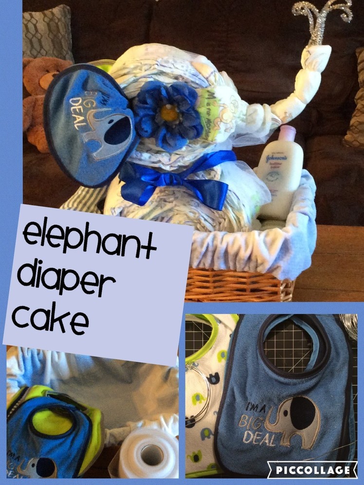 Elephant Diaper Cake Animal Theme Baby Shower Cake By Crafty Conjuring Baskets