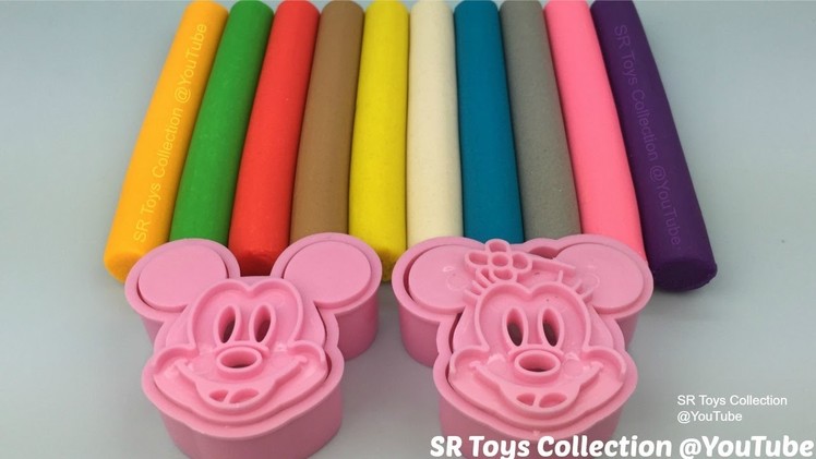 Fun Learning Colours with Play Doh Modelling Clay Mickey Mouse and Minnie Mouse Cookie Cutters