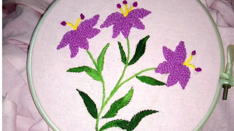 Hand embroidery beautiful flower with combination of stitches