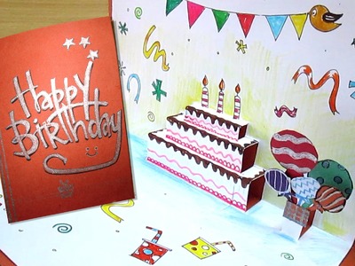 Happy Birthday Cake | Pop Up Card Tutorial HomemMade Pop Up Cards | Pop Up Cards Step By Step