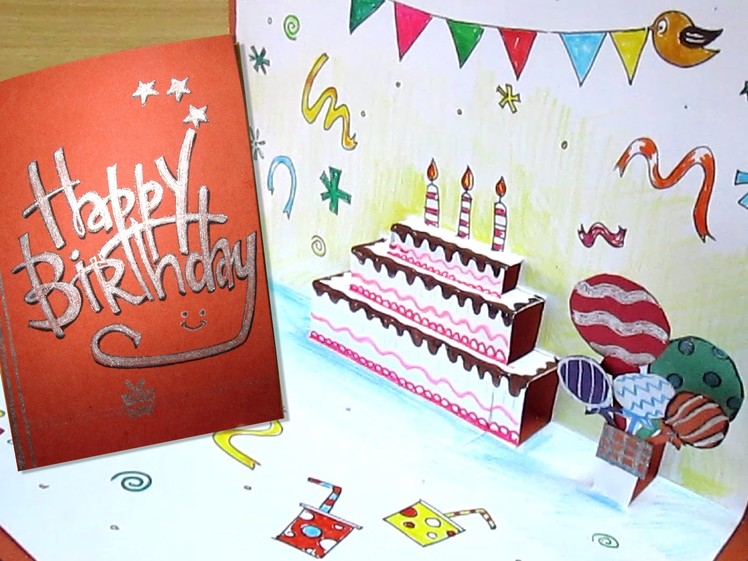 Happy Birthday Cake | Pop Up Card Tutorial HomemMade Pop Up Cards | Pop Up Cards Step By Step