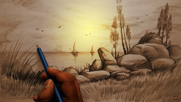 How to Draw Landscape With Speed Demonstration | With Pencil