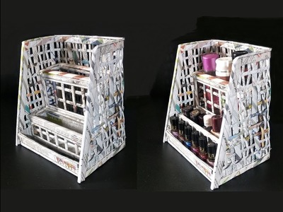How To Make A Cosmetic Organiser From Newspaper | Best out of waste | Desk organizer using newspaper