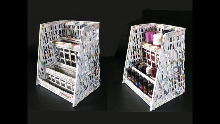 How To Make A Cosmetic Organiser From Newspaper | Best out of waste | Desk organizer using newspaper