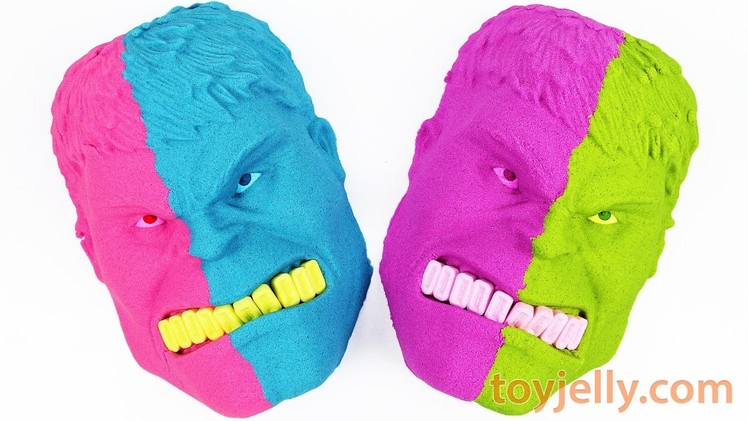 How to make Kinetic Sand The Incredible Hulk Two Face Mask DIY Learn Colors Play Doh Toys for Kids