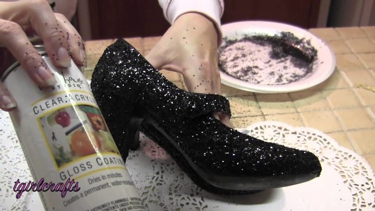 How to upcycle old shoes - GLITTER HIGH HEEL SHOES - pinterest project