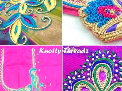 |  Knotty Threadz | Aari Work. Maggam Work Blouse Designs. Bridal Blouses Collection