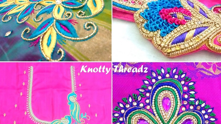 |  Knotty Threadz | Aari Work. Maggam Work Blouse Designs. Bridal Blouses Collection