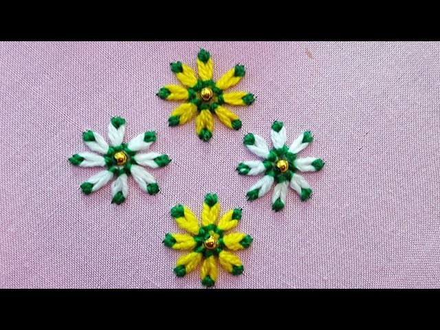 Lazy Daisy Double Colour Thread Flower Stitch|Hand Embroidery part 2