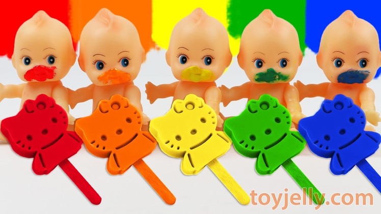 Learn Colors Play Doh Rainbow Hello Kitty Popsicles Ice Cream Paint Baby Doll Finger Family Song