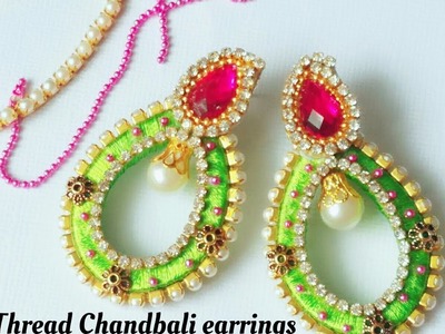 Making Silk Thread Earrings||Chandbali Earrings||Tear Drop shape||Quilling base