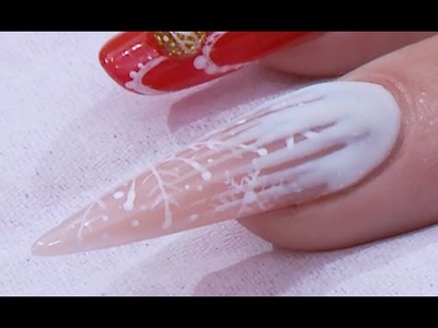 Matte gel on acrylic snowflakes nail art