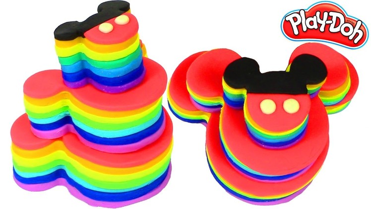 Mickey mouse Play Doh Colors Rainbow Cake Toys  and Frozen Cake  Plastilina y Juguetes Castle Toys