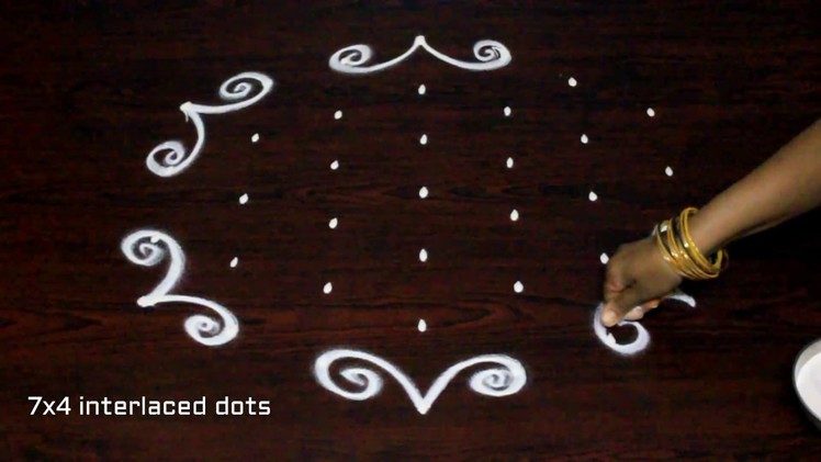 Muggulu designs with 7x4 dots || simple kolam designs || easy rangoli  art designs