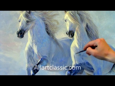 Painting Horses Running in Deep Snow-Entire Painting Process