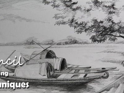 Pencil Drawing Tutorial | How to Draw Boats & A Riverside landscape
