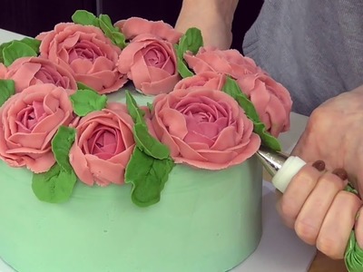 Peony Buttercream Flower Wreath Cake Decorating - CAKE STYLE