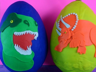Play Doh Dinosaurs Eggs Surprise dino Jurassic World toy videos for kids