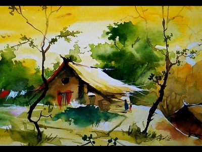 Simple Water Color landscape  For beginners by Paintlane