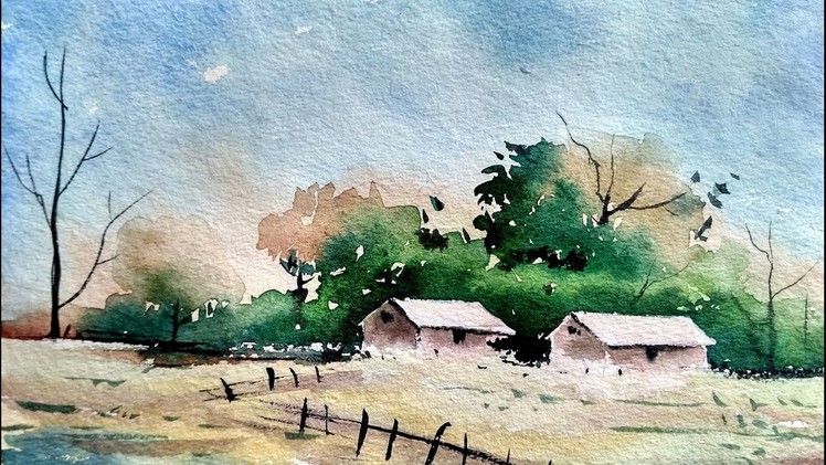 Simple Watercolor Landscape Painting for Beginners | Paint with David |
