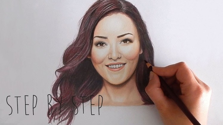 Step by Step | Drawing Mascha Feoktistova - Beautygloss with colored pencils | Emmy Kalia