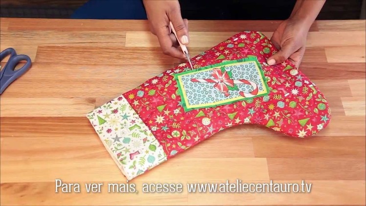 Bota do Papai Noel em patchwork - Artesanato - Ateliê Centauro - Artesã Shirley Valton