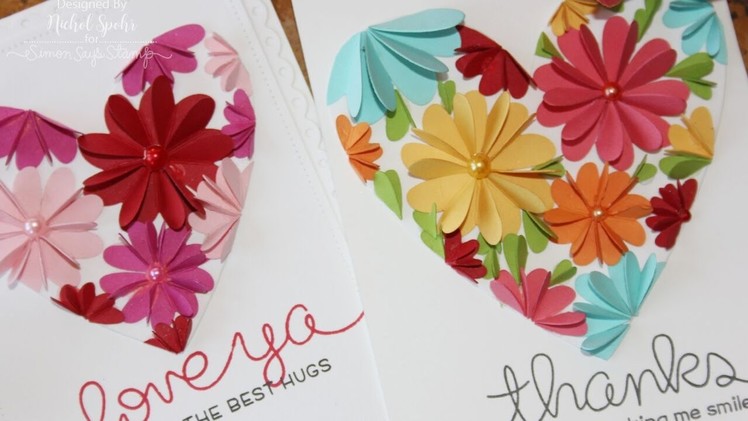 Die Cut Heart Flowers Cards