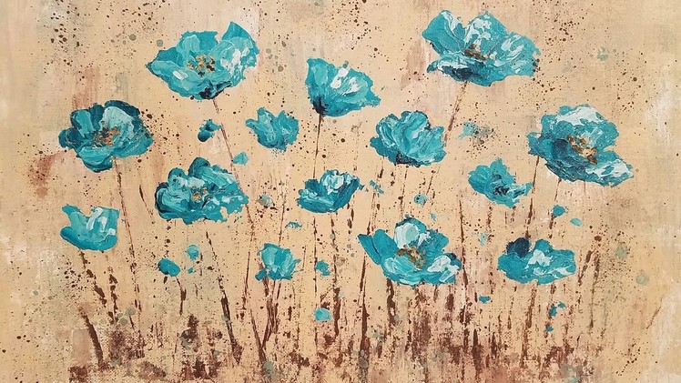 Easy Impasto Poppies Palette Knife Techniques Acrylic Painting Tutorial LIVE Step by Step Lesson