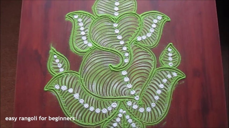 Easy leaf ganesha rangoli | rangoli design using cotton bud