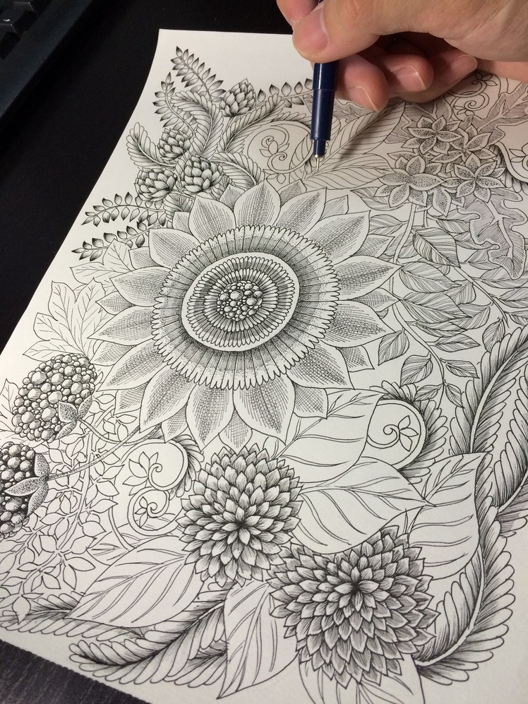 How to draw Botanical doodle zentangle #12