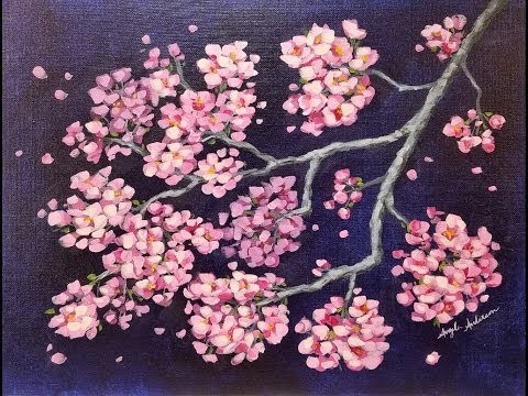 Impressionist Cherry Blossoms Tutorial Step by Step Acrylic Painting LIVE for Beginners