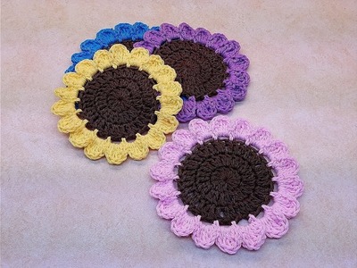 Learn How To #Crochet Easy Wildflowers Coaster Set TUTORIAL #394