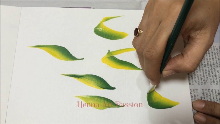 Learn various leaves in one stroke painting