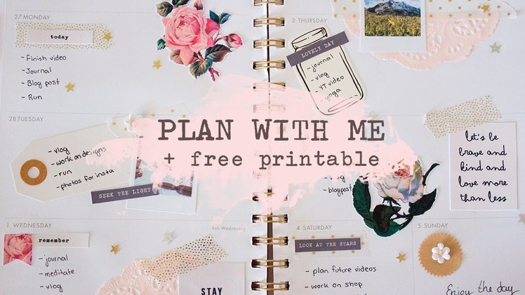 Plan With Me + Free Printable | Vintage Rose Spread