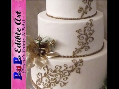 Scroll Work Wedding Cake with Royal Icing