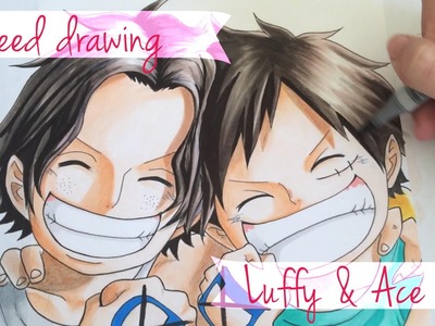 Speed Drawing - Luffy & Ace kids with Copics | One Piece