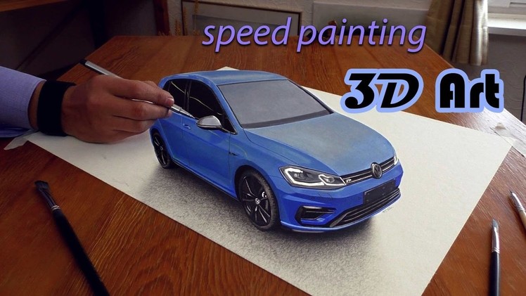 VW Golf speed drawing in 3D